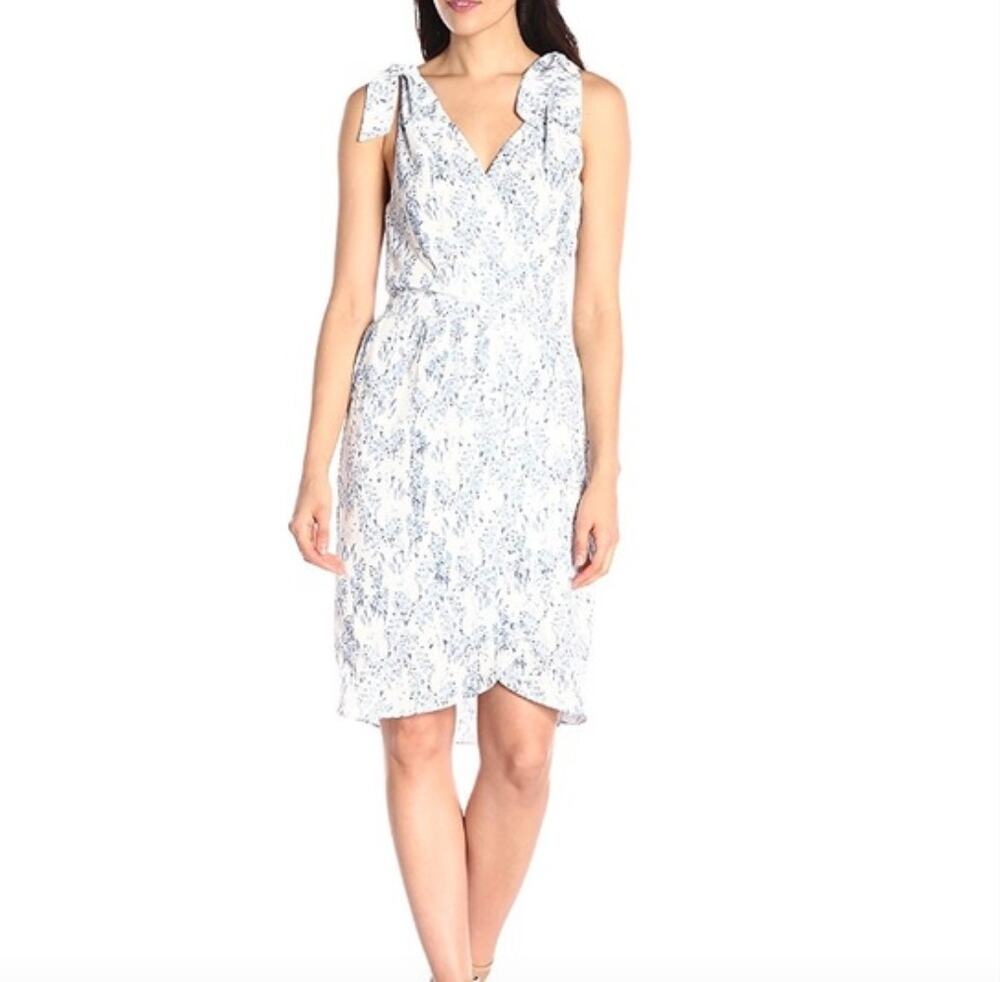 Anthropologie Paper Crown Women's Ruffle Floral V-Neck Short Dress Size Medium